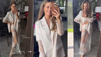Małgorzata Rozenek odsłania zgrabne nogi w firankowej stylizacji. Klasa?