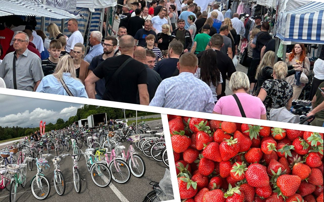 Wielu ludzi na giełdzie w Miedzianej Górze w niedzielę 8 czerwca. Jakie różności? Po ile truskawki i inne owoce i warzywa? Zobaczcie zdjęcia