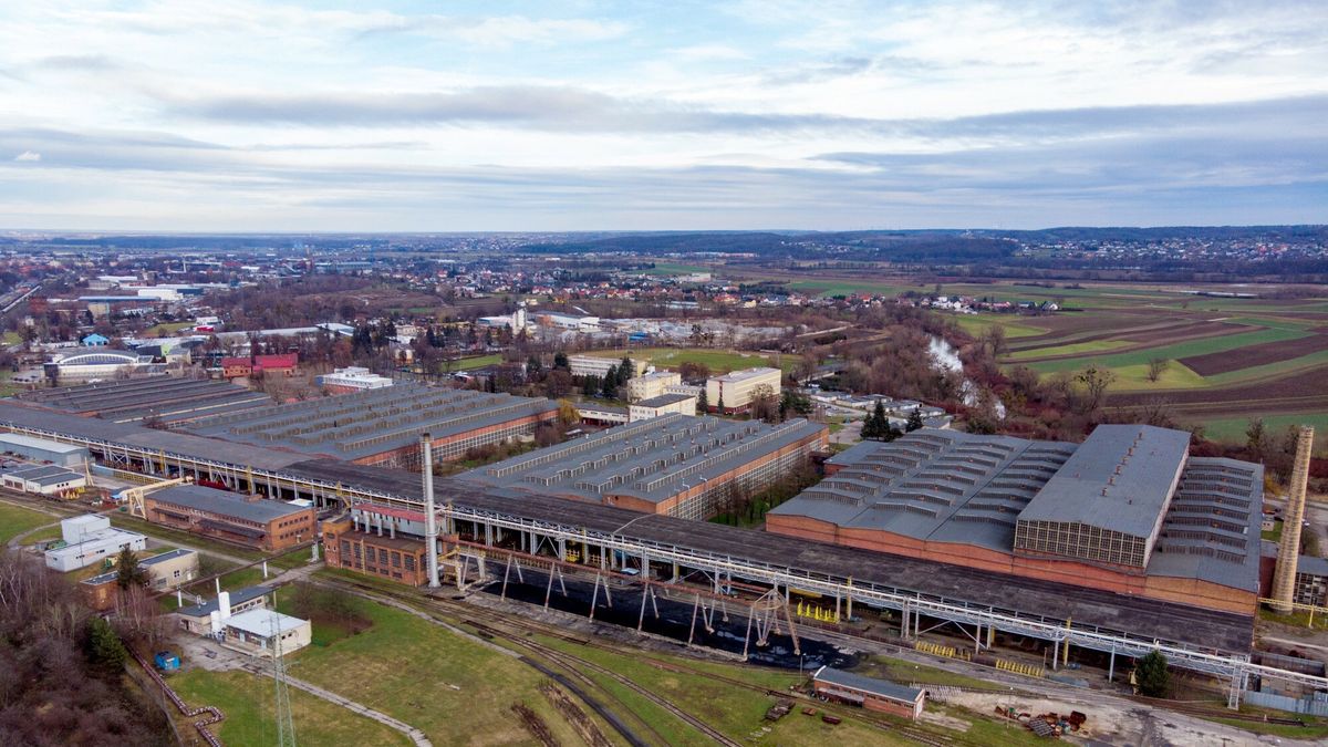 Infrastruktura zakładu Rafako w Raciborzu z lotu ptaka