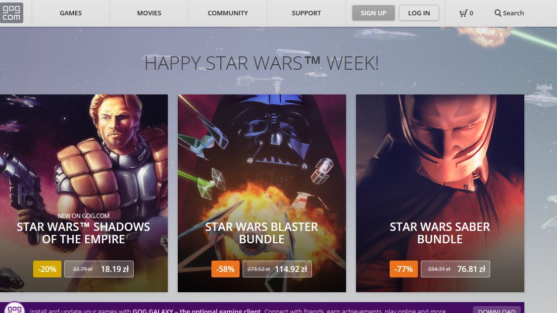 Na stronie głównej gog.com ceny gier podawane są już w złotówkach