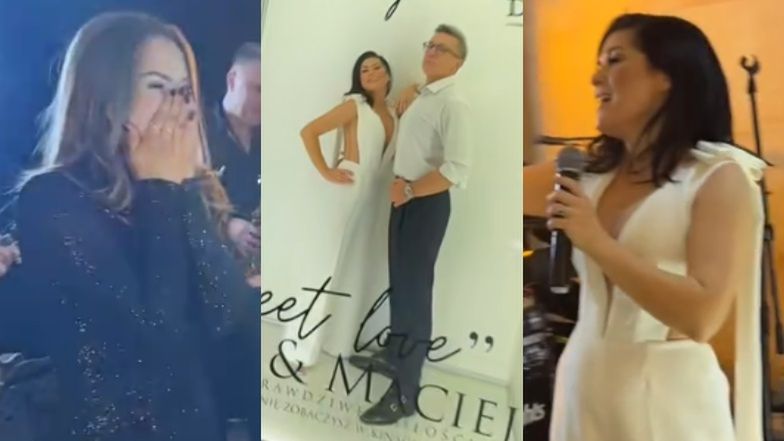 Katarzyna Cichopek w czwartej kreacji śpiewa "sto lat" na weselu