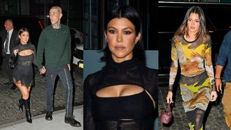 42-letnia Kourtney Kardashian w kusej spódniczce zmierza z Travisem Barkerem na imprezę Kendall Jenner (ZDJĘCIA)