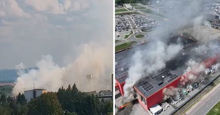 "Ekstremalnie trudny" pożar w Krośnie. Strażak zasłabł w czasie walki z ogniem. Wybuchają chemikalia