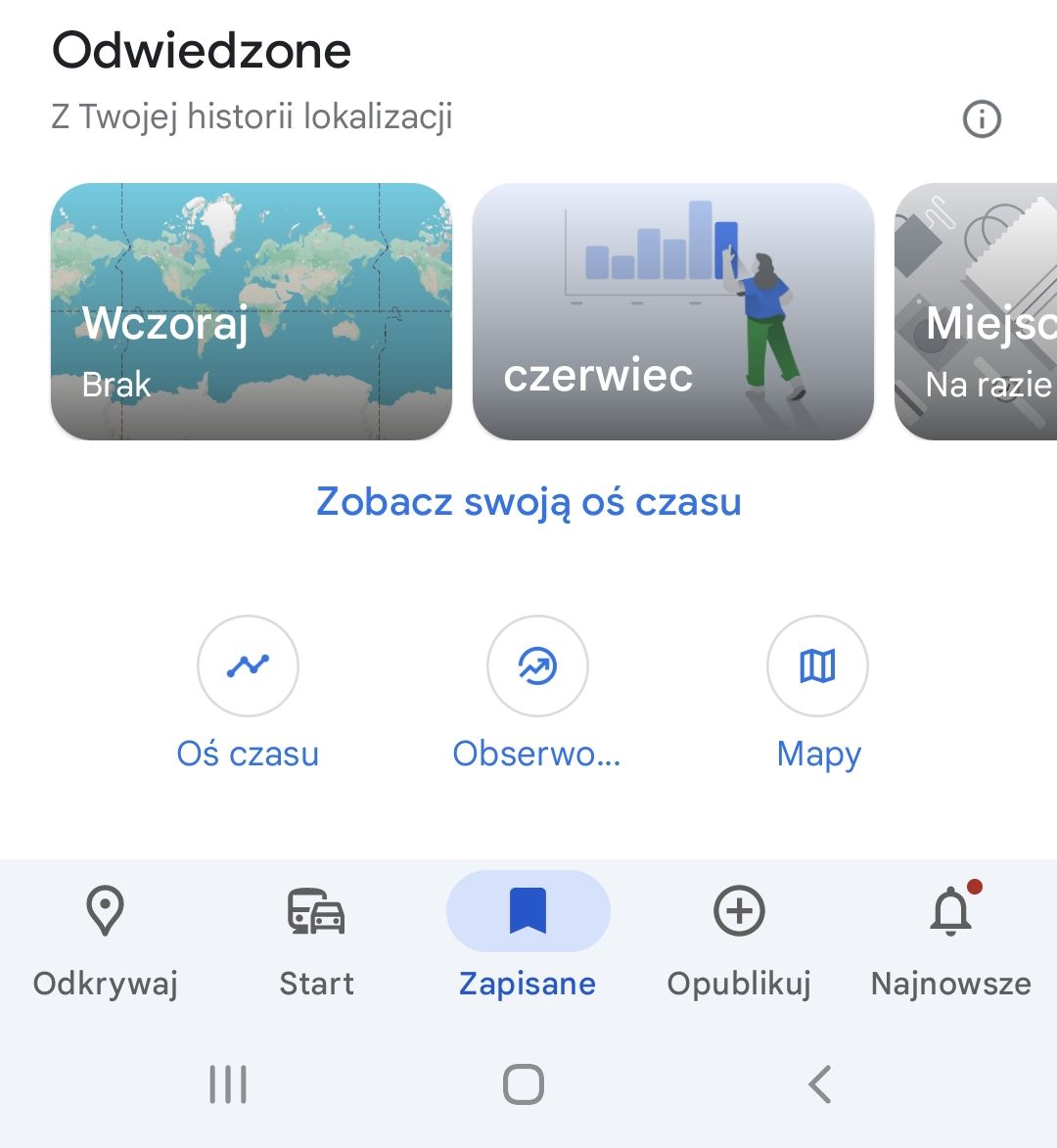 Obserwowanie miejsc w Google Maps