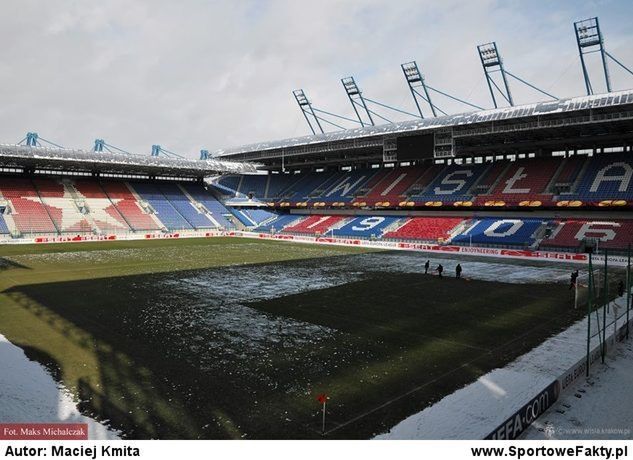 Murawa na stadionie Wisły w środę popołudniu / fot. Maks Michalczak / wisla.krakow.pl