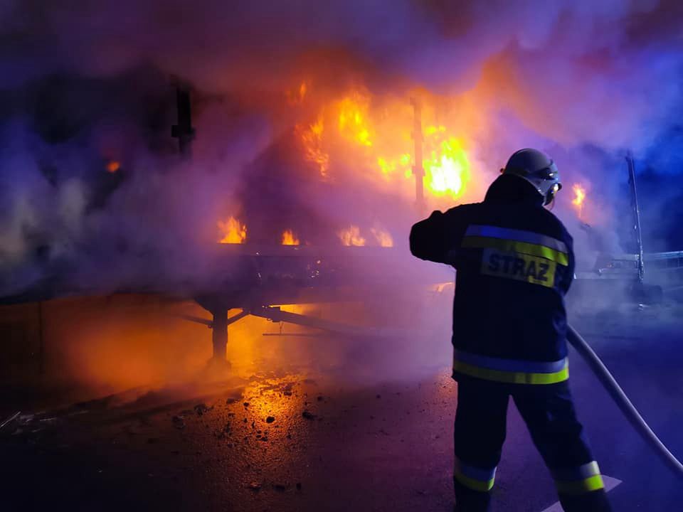 Pożar ciężarówki na autostradzie A4