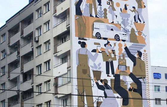 Niecodzienny mural reklamuje Volkswagena Caddy 5