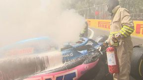 Potężny pożar podczas F1. Nawet funkcyjni z gaśnicami nie dali rady