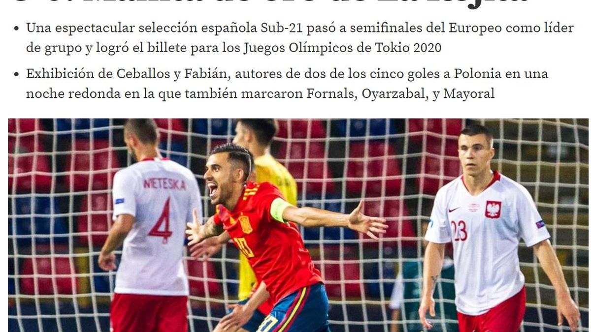 Zdjęcie okładkowe artykułu: Materiały prasowe / Nagłówek relacji z meczu Hiszpania - Polska w Mundo Deportivo