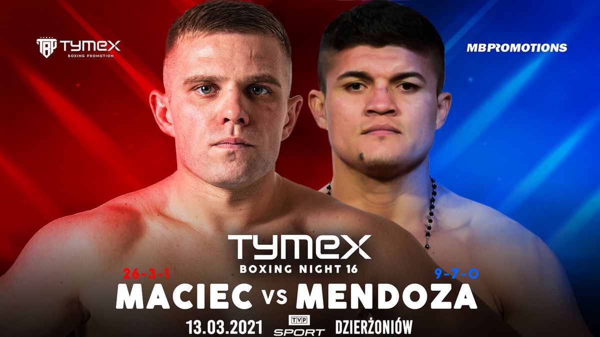 Zdjęcie okładkowe artykułu: Materiały prasowe / Tymex Boxing Night / Plakat promujący walkę Maciec vs Mendoza