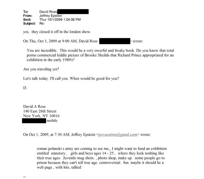 Fragment korespondencji między Epsteinem i Rossem