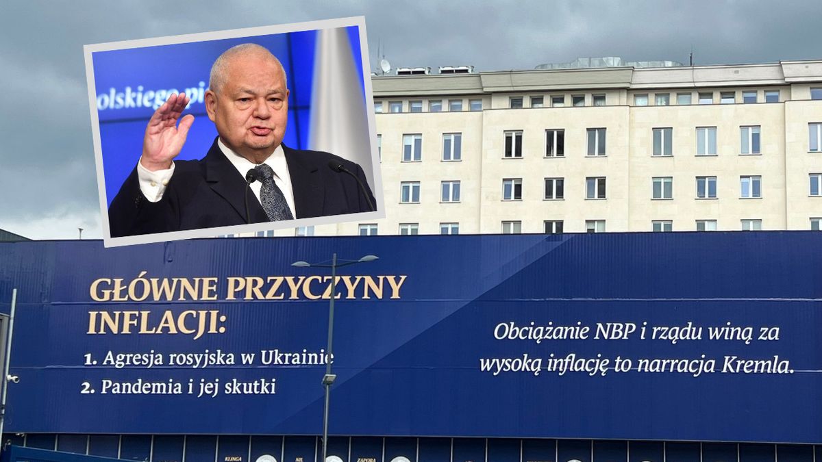 Na budynku NBP pojawił się kontrowersyjny baner