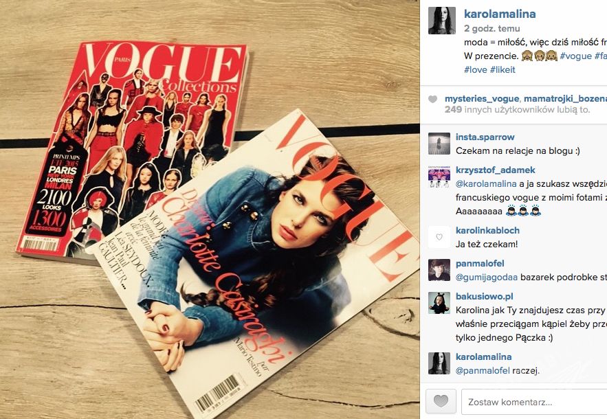 Karolina Malinowska miłość francuska do Vogue'a
