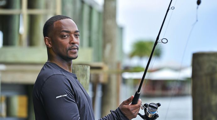 Anthony Mackie na plaży rekinów