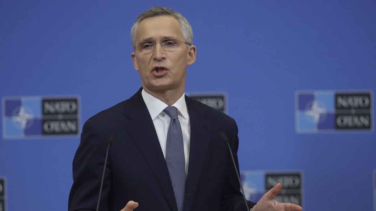 Na zdjęciu Jens Stoltenberg w trakcie konferencji w kwaterze głównej NATO