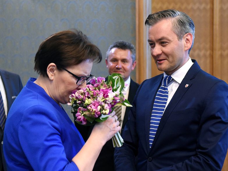 Ewa Kopacz i Robert Biedroń podczas negocjacji