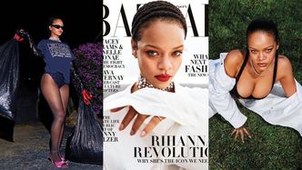 Drapieżna Rihanna wyleguje się na trawniku, zmienia żarówkę i WYNOSI ŚMIECI w oryginalnej sesji dla "Harper's Bazaar". Piękna? (ZDJĘCIA)
