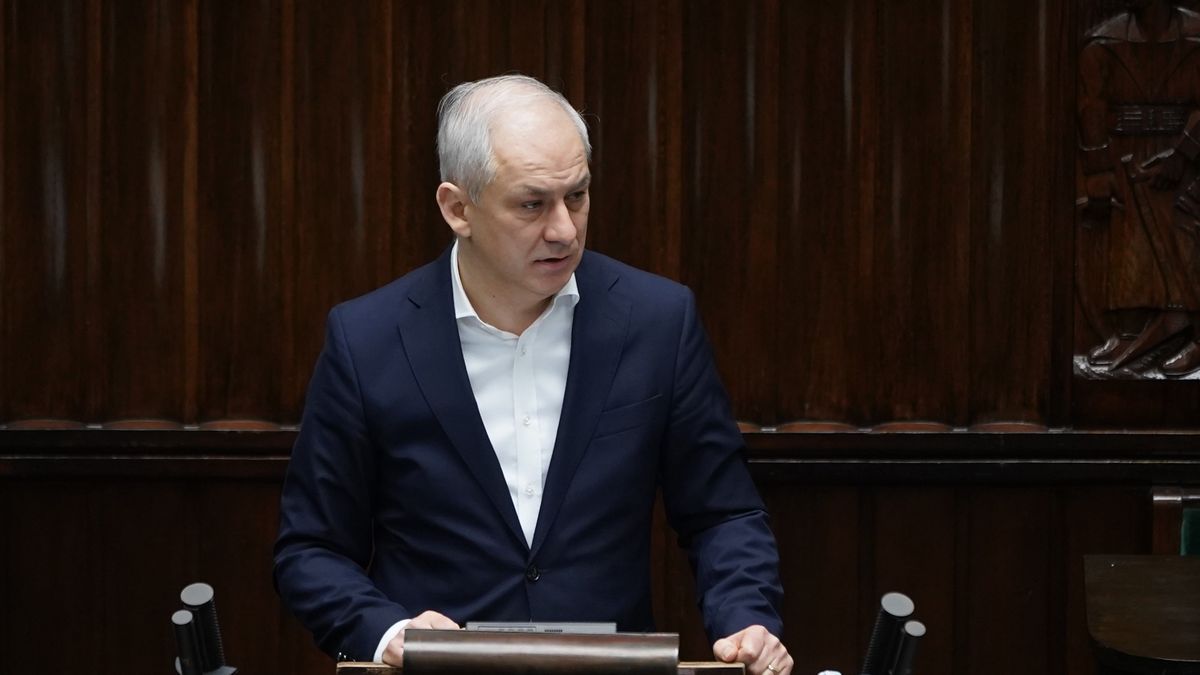 Grzegorz Napieralski during the 48th session of the Sejm (lower house) in Warsaw, Poland, on 8 February 2022 (Photo by Mateusz Wlodarczyk/NurPhoto via Getty Images)