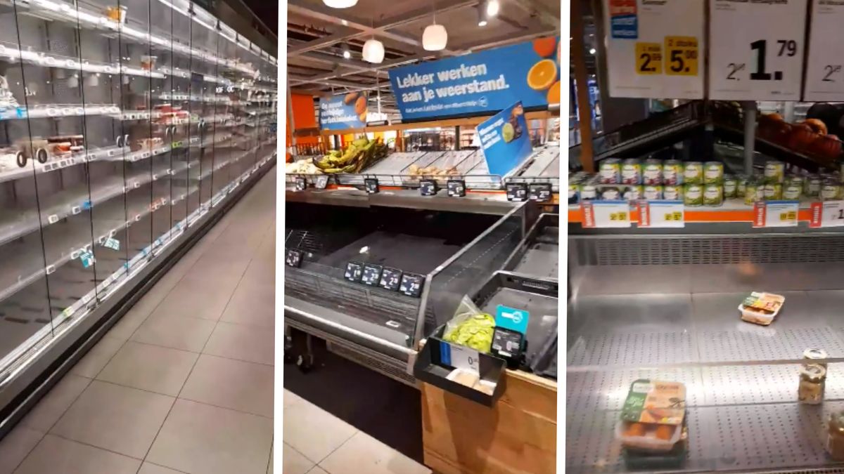 Pust półki w sklepach w Holandii/fot. Twitter/RadioGenova