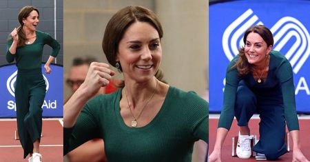 Uśmiechnięta księżna Kate w eleganckim, sportowym wdzianku startuje w biegu charytatywnym (ZDJĘCIA)