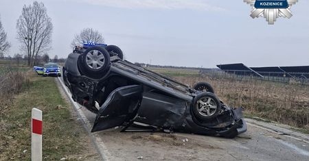 Pijana kierująca dachowała z dzieckiem w aucie. Policja pokazała wideo