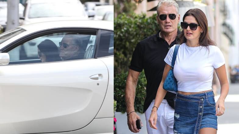 64-letni Dolph Lundgren pomyka po ulicach Beverly Hills z o 39 lat MŁODSZĄ NARZECZONĄ. Najpierw lunch, a potem przejażdżka Ferrari (ZDJĘCIA)