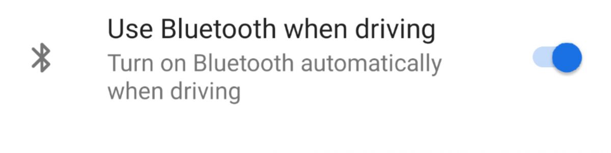 Włącz Bluetooth podczas jazdy – jedyna jak dotąd opcja wśród „przewidywanych ustawień”, źródło: XDA Developers.
