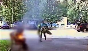 Makabryczne nagranie z Rosji. Zapalił się od papierosa
