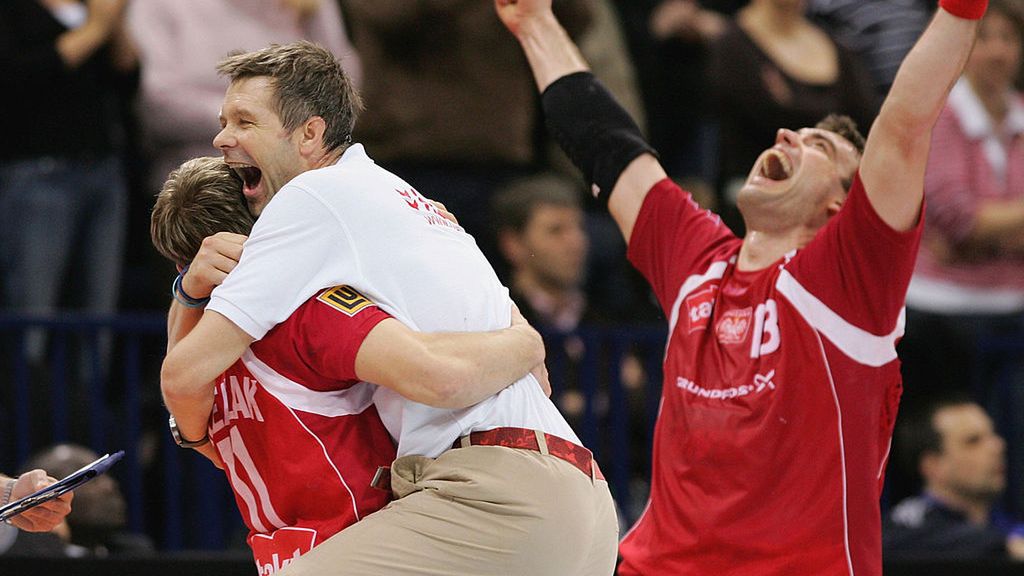 Getty Images / Martin Rose/Bongarts / Na zdjęciu: od lewej Damian Wleklak, Bogdan Wenta i Bartosz Jurecki