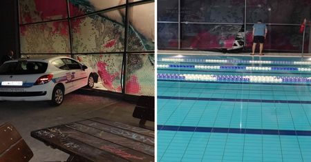 Samochód przebił szklaną ścianę i prawie wjechał do basenu. 28-latka chciała przeparkować