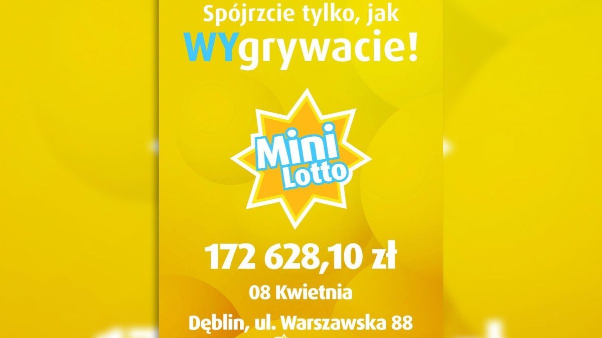 grafika wygrana w mini lotto w Dęblinie z dnia 8.04.2024