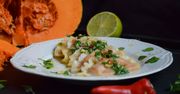 Pierogi z dynią, chorizo z sosem chimichuri