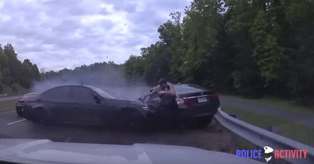 Pędził na niego samochód. Policjant cudem uszedł z życiem