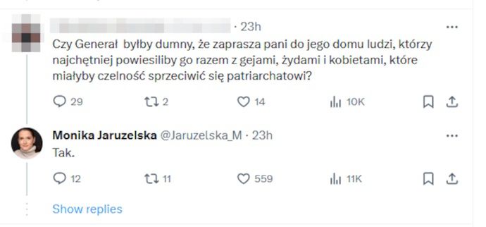 Wpis Moniki Jaruzelskiej