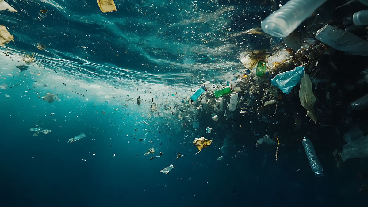 Śmieci zalegające pod wodą