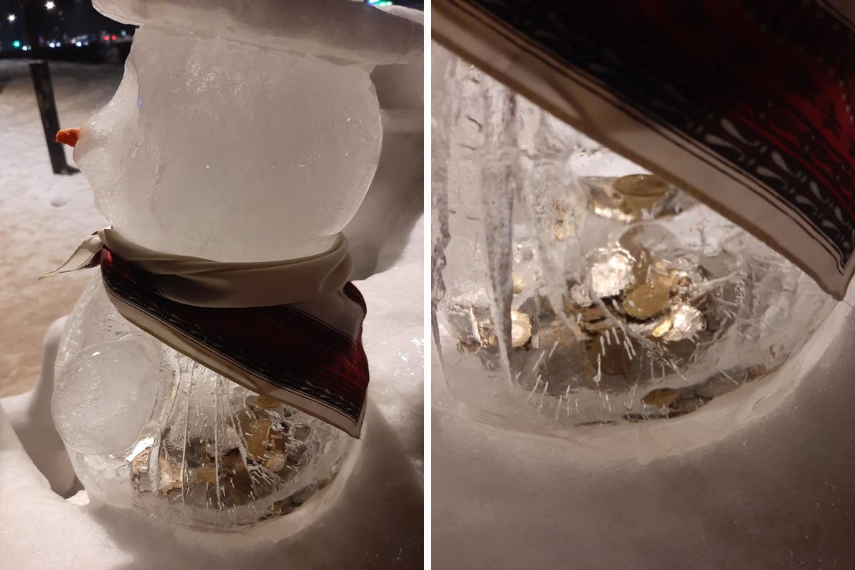 Najmniejszy bałwanek został skarbonką "na szczęście"