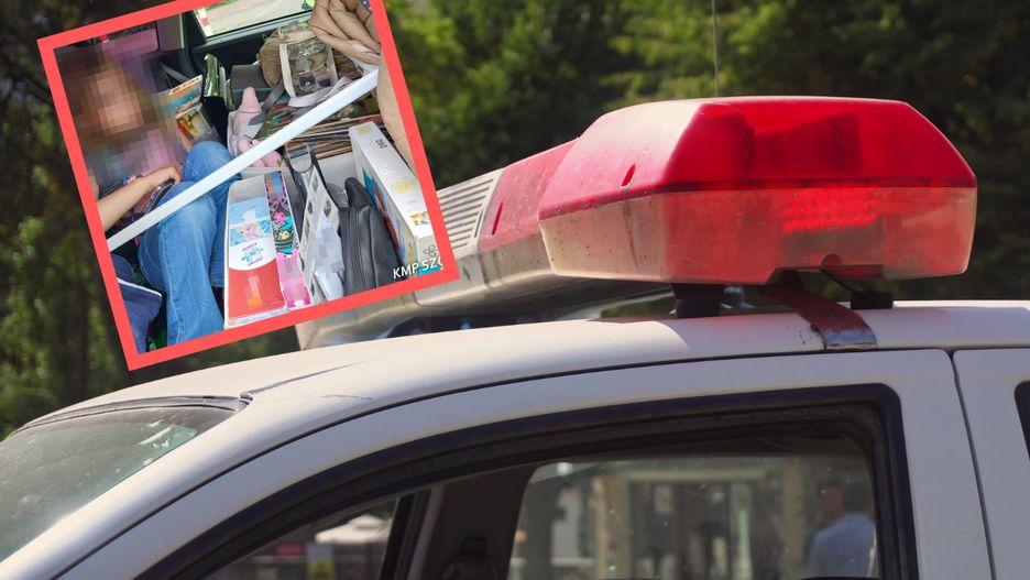 Dziewczynka ściśnięta w samochodzie