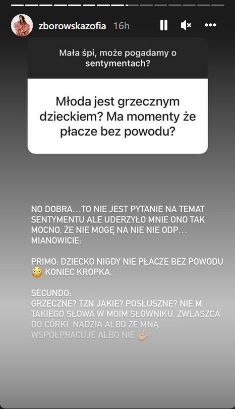 Relacja Zofii Zborowskiej (Instagram)