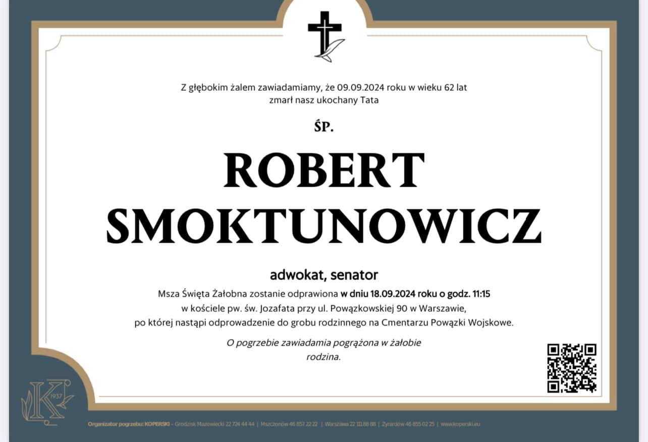 Kiedy pogrzeb Roberta Smoktunowicza?