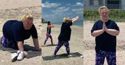 Zdeterminowana mama June walczy o wymarzoną sylwetkę podczas treningu jogi na plaży (ZDJĘCIA)