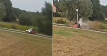 Dachowanie auta na prostej drodze. Dwóch nastolatków ma kłopoty