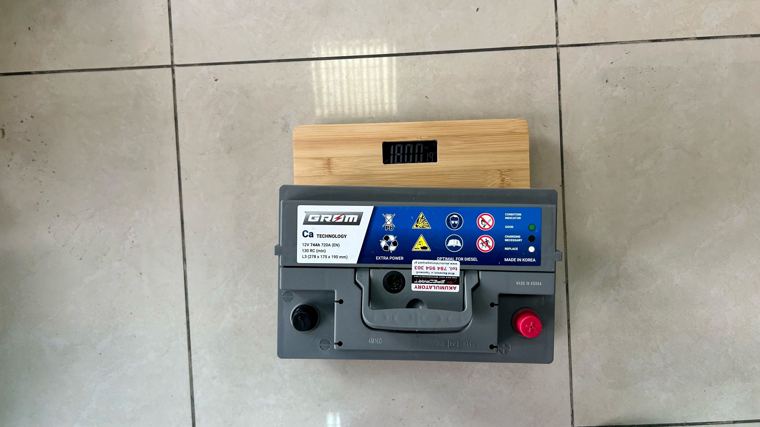 akumulator 74Ah - masa 18 kg