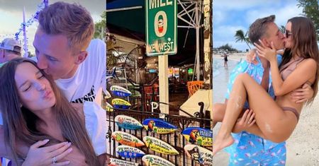 Jakub Rzeźniczak i Paulina Nowicka relacjonują "miesiąc miodowy" na Florydzie: kolorowe drinki, całusy i wspólny spacer po plaży (ZDJĘCIA)