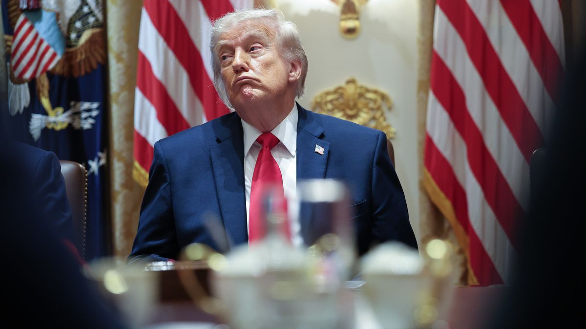 WASHINGTON, DC - MAY 27: U.S. President Donald Trump listens to members of his Cabinet speak during a meeting in the Cabinet Room of the White House on May 27, 2026 in Washington, DC. Trump meets with his Cabinet days after saying a peace deal with Iran was “largely negotiated” amid expectations around the re-opening the Strait of Hormuz.  (Photo by Win McNamee/Getty Images)