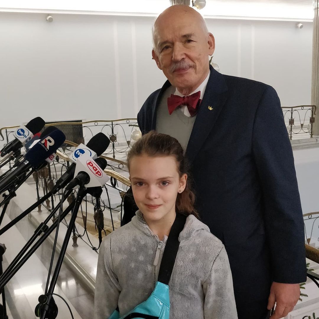 Janusz Korwin-Mikke z córką w Sejmie