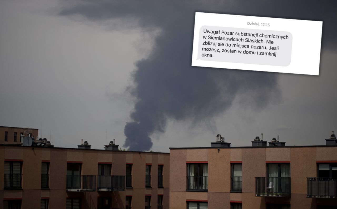 Pożar w Siemianowicach Śląskich jest widoczny nawet z Katowic