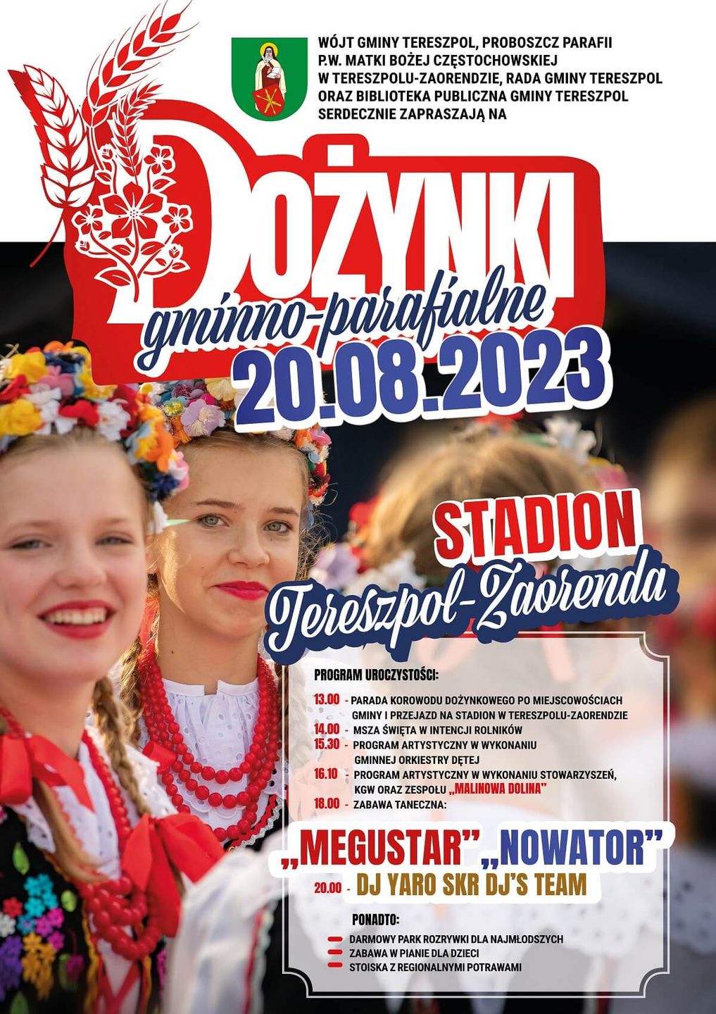 Dożynki w Tereszpoli-Zaorendzie 2023 - plakat, program wydarzenia