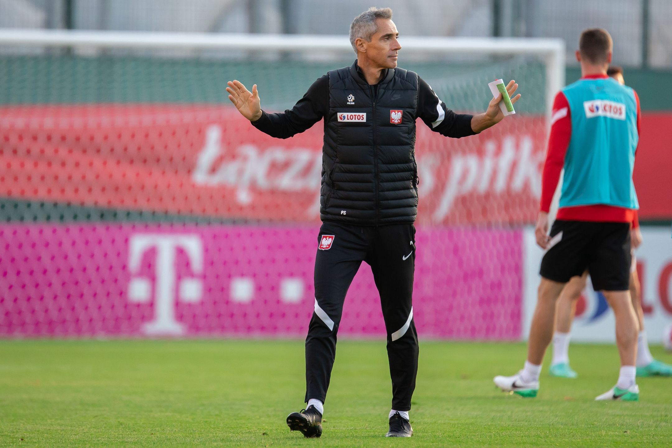 Paulo Sousa coach of Poland gestures during the officialWARSAW, POLAND - 2021/10/05: Paulo Sousa coach of Poland gestures during the official training session of the Polish national football team before FIFA World Cup Qatar 2022 qualification matches against San Marino and Albania in Warsaw. (Photo by Mikolaj Barbanell/SOPA Images/LightRocket via Getty Images)SOPA Imagessports, football, football player, football team, game, official, players, polish national football team, training, training session, world cup qatar 2022