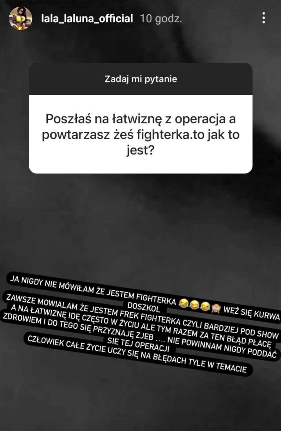 Laluna Unique żałuje operacji zmniejszenia żołądka