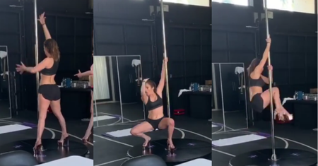 49-letnia Jennifer Lopez tańczy na rurze i liże sobie ramię. Zwinna? (FOTO)